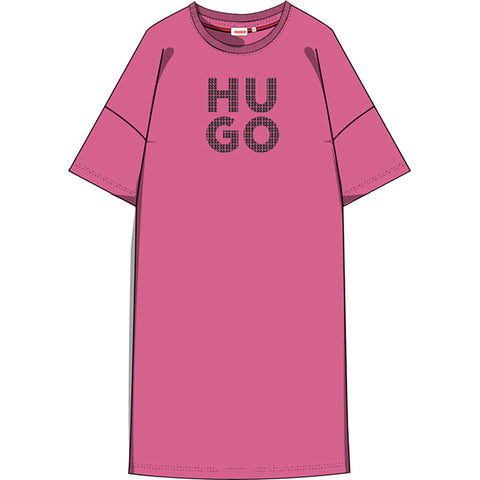 Hugo Pink Logo Short Sleeve Dress