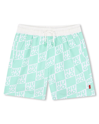 Hugo Green Logo Surfer Swim Trunks