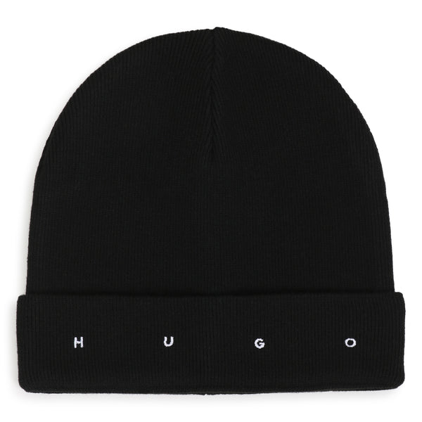 Hugo Black Embroidered Logo Beanie