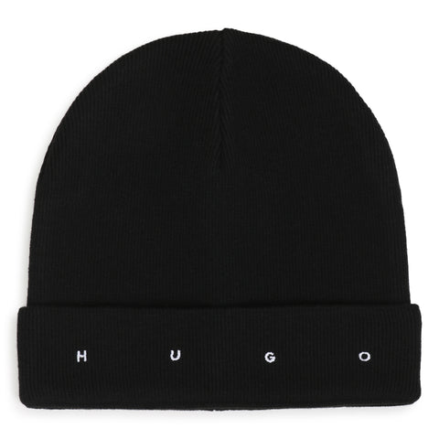Hugo Black Embroidered Logo Beanie
