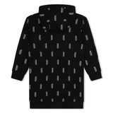 Hugo Black Logo All Over Hooded Dress