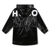 Hugo Black Logo Hooded Rain Jacket