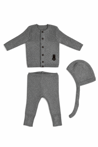Kipp Baby Grey Bunny Knit Set with Hat