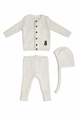 Kipp Baby White Bunny Knit Set with Hat