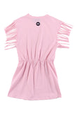 Loud Apparel Mare Soft Pink/Rose Printed Fringe T-shirt Dress