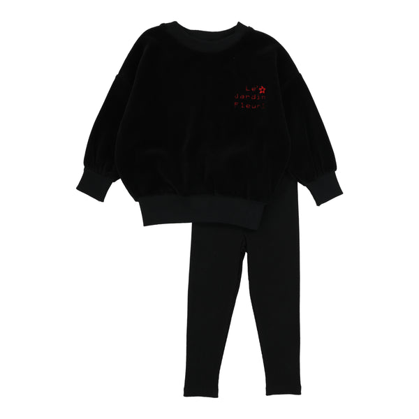 Lil Legs Black Girls Velour Sweatshirt Set GVSST-BLA