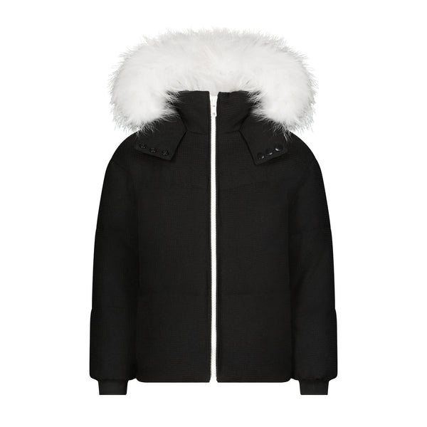 Scotch Bonnet Black Knit White Zipper Coat