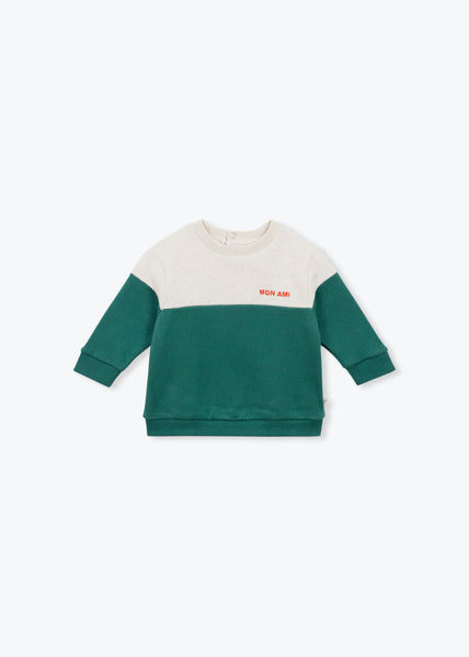 Arsene et les Pipelettes Baby Green Two Tone Sweatshirt