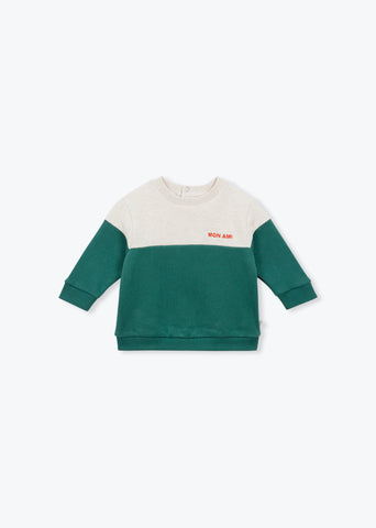 Arsene et les Pipelettes Baby Green Two Tone Sweatshirt