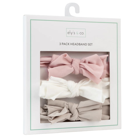 Ely's & Co 3 Pack Headband Set - Blush Pink , Tan, Ivory