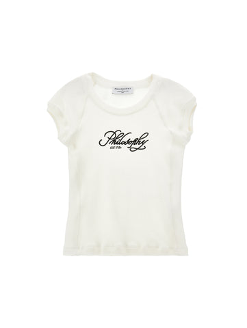 Philosophy Logo White Short Sleeve Fitted T-Shirt