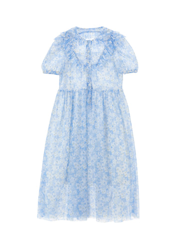 Philosophy Blue Short Sleeve Tulle Dress