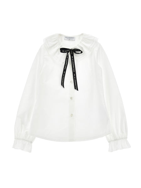 Philosophy White/Black Logo Ribbon Blouse