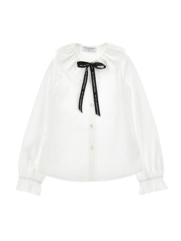 Philosophy White/Black Logo Ribbon Blouse