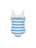 Philosophy White & Blue Stripe Swimsuit