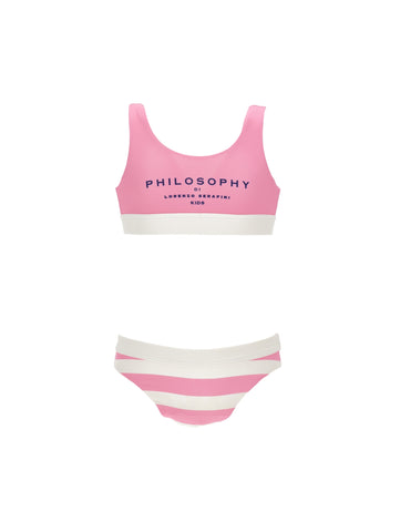 Philosophy White & Pink Stripe Bikini