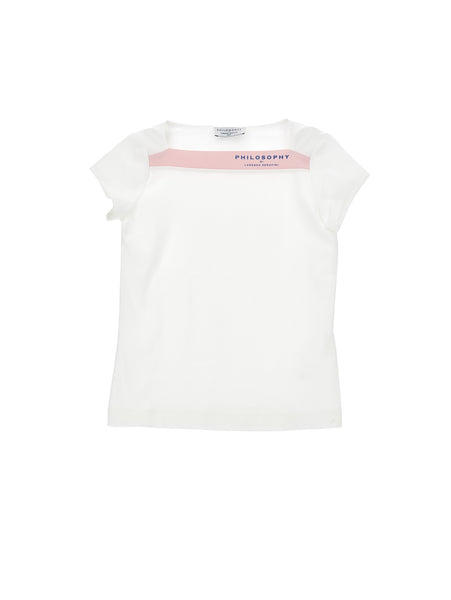 Philosophy Pink Contrast Trim Short Sleeve Logo Tee
