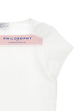 Philosophy Pink Contrast Trim Short Sleeve Logo Tee
