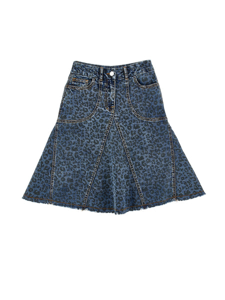 Philosophy Leopard Print Denim Skirt
