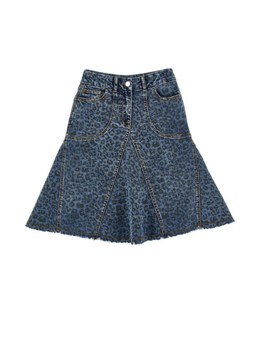 Philosophy Leopard Print Denim Skirt