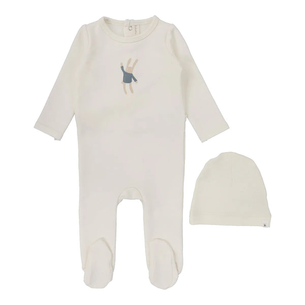 Lilette Milk/Bunny Handdrawn Footie Set