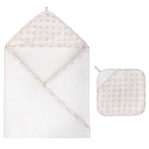 Ely's & Co Pink Floral Hooded Towel + Washcloth Set