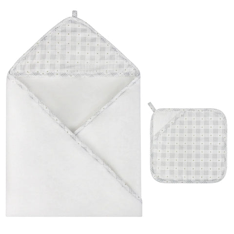 Ely's & Co Blue Floral Hooded Towel + Washcloth Set