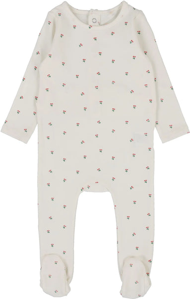 Lil Legs Analogie Cherry Floral Footie White
