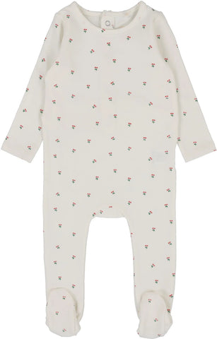 Lil Legs Analogie Cherry Floral Footie White