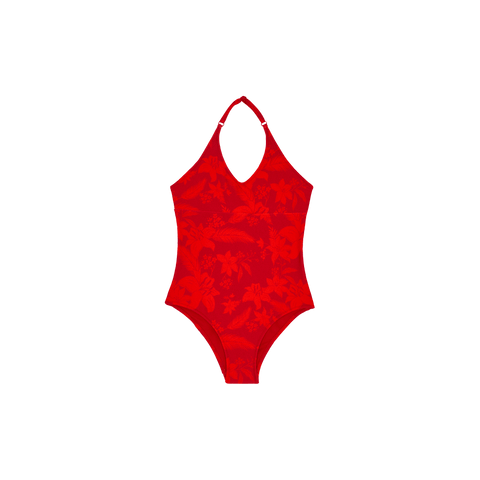 Vilebrequin Lipstick Red Flower Power Halter Swimsuit