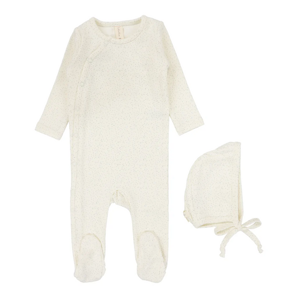 Lilette Speckled Slate Vanilla Footie Set