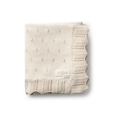 Domani Home Natural Scalloped Pointelle Baby Blanket