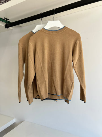 Emanuel Pris Tan Sweater with Trim