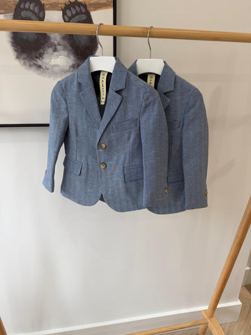 Nupkeet Blue Herringbone Blazer