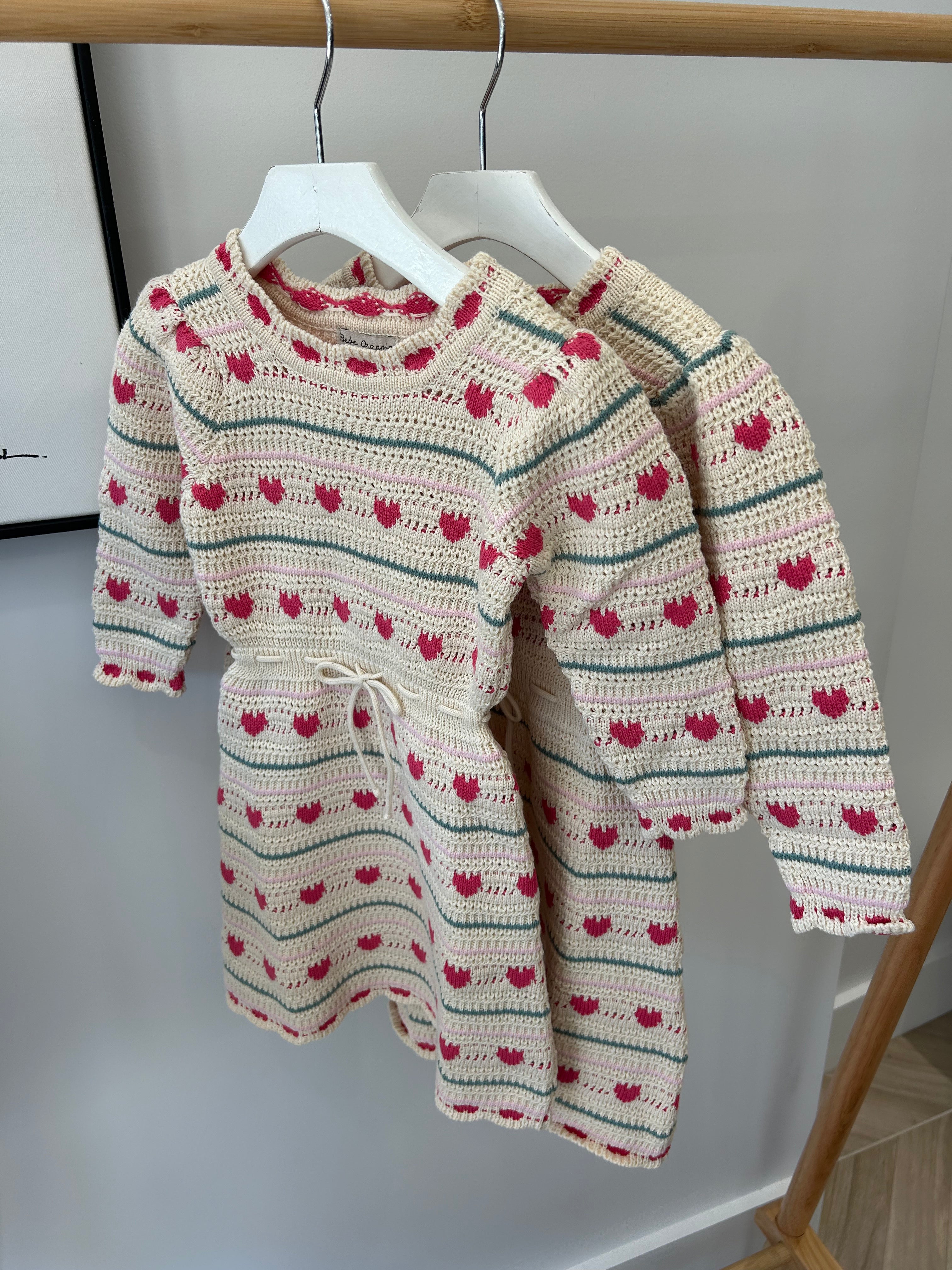 Bebe Organic Josie Heart Knit SPECIAL Dress Bebe Organic Josie Heart Knit SPECIAL Dress