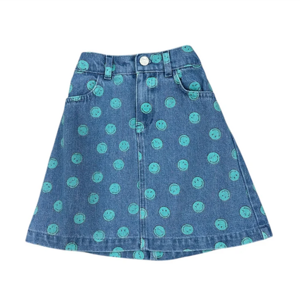 The New Society Light Blue Denim Smiley Special Skirt