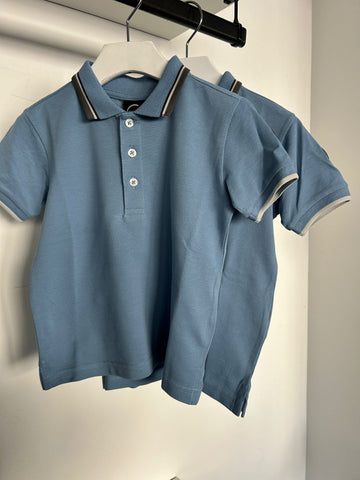 Colmar Soft Blue Tricolor Striped Trim SS Polo