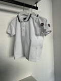 Colmar White Tricolor Striped Trim SS Polo