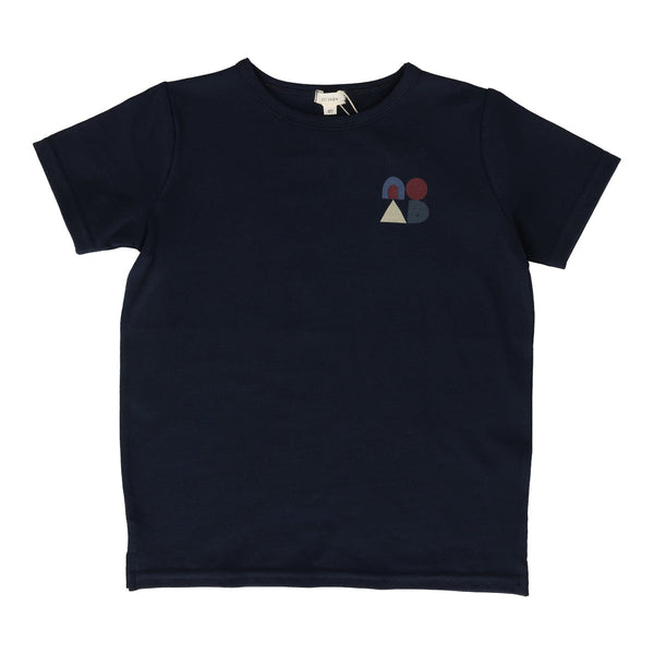 Lil Legs Boys Navy Geometric Tee