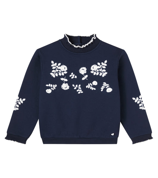 Tartine et Chocolat Marine Blue Embroidered Sweater