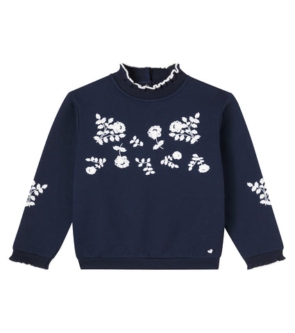 Tartine et Chocolat Marine Blue Embroidered Sweater