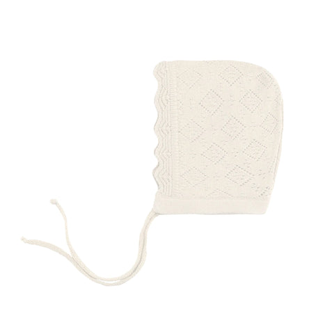 Ely's & Co. Ivory Pointelle Knit Bonnet