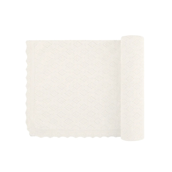 Ely's & Co. Ivory Pointelle Knit Blanket