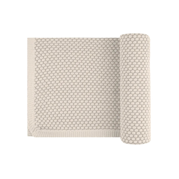 Ely's & Co. Beige Popcorn Knit Blanket