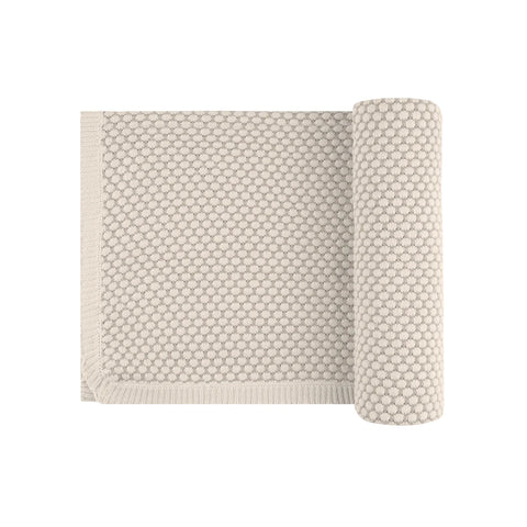 Ely's & Co. Beige Popcorn Knit Blanket