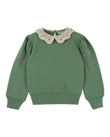 Emile et Ida Green Crochet Sweatshirt