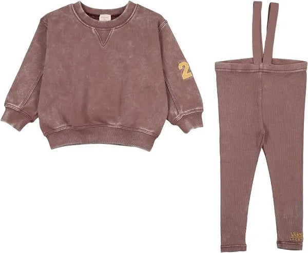 Lil Legs Misty Lilac Wash Toddler Suspender Set