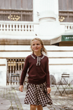 Coco Blanc Burgundy Ruffle Collar Sweater