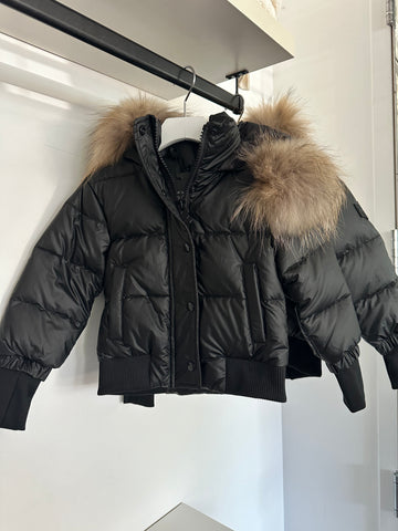 Scotch Bonnet Classic Black with Natural Fur Hood Jacket