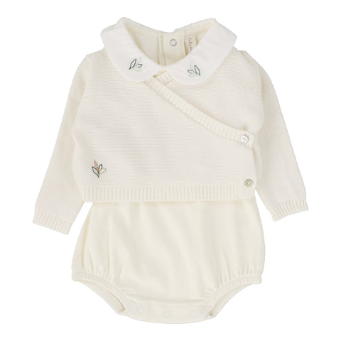 Lilette Cream Knit Wrap Onesie Set